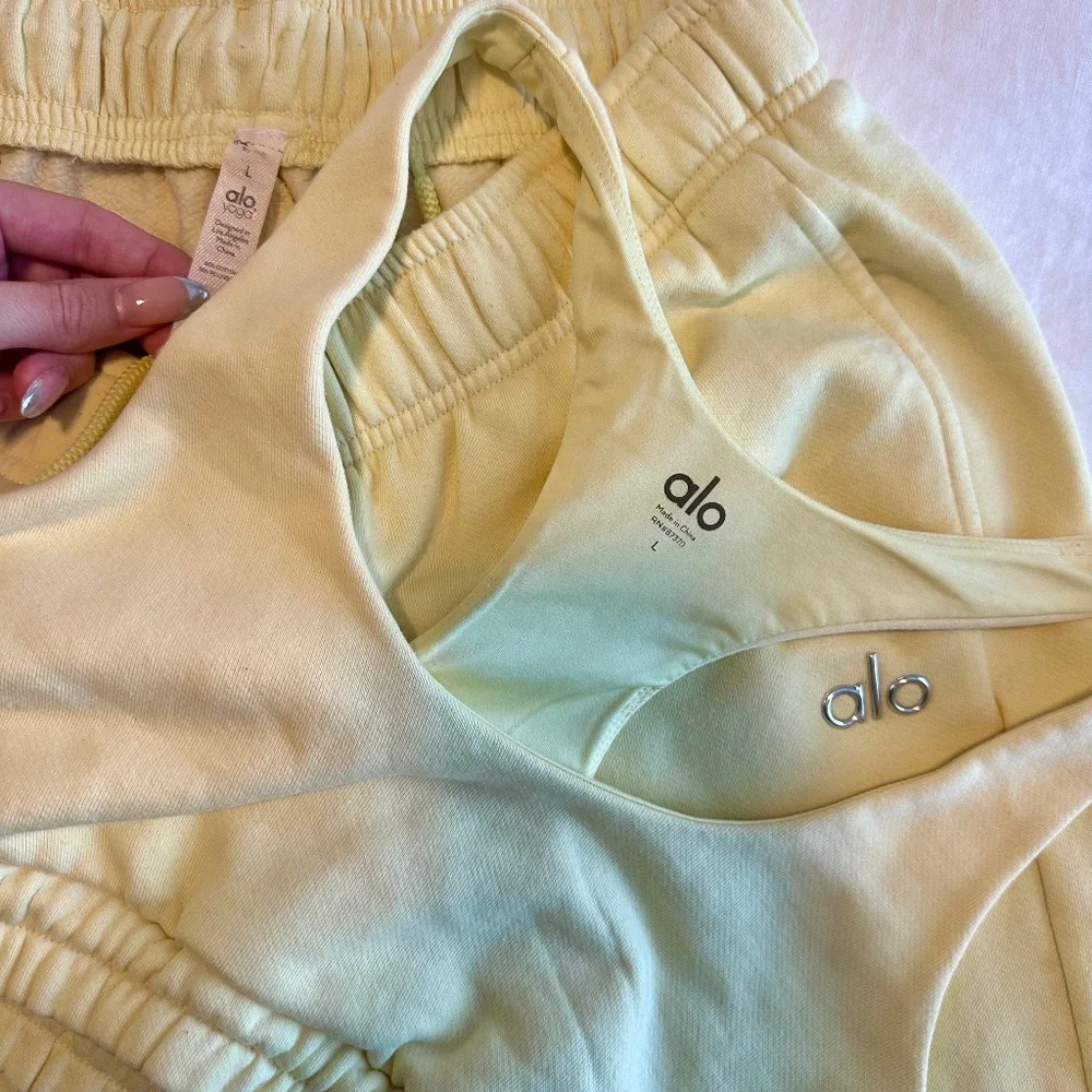 ALO Yoga | Other | Alo Yoga Matching Sweat Short Set In Yellow | Poshmark